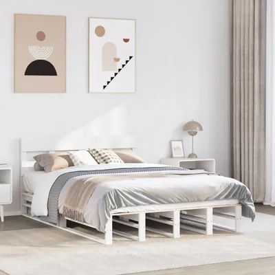 Productafbeelding van Maison Exclusive - Massief houten bed zonder matras, wit, 160x200 cm, van grenenhout