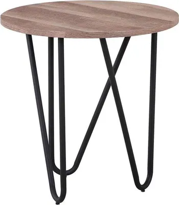 Produktbild von Unyqoos® Retro Beistelltisch – kompakte Salontafel, Tischplatte 17 mm MDF mit Papieroberfläche, schwarze pulverbeschichtete Metallbeine, Braun für Wohnzimmer & Schlafzimmer