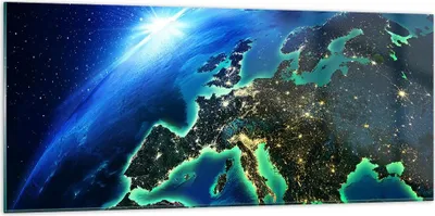 Produktbild von Bilder auf glas - Nacht raum welt ansicht - 120x50cm - Glasbilder - Wandbilder - Kunstdruck - zum Aufhängen bereit - Wanddekoration aus Glas - Glas Bilder - Wandbild auf Glas - GAB120x50-2816