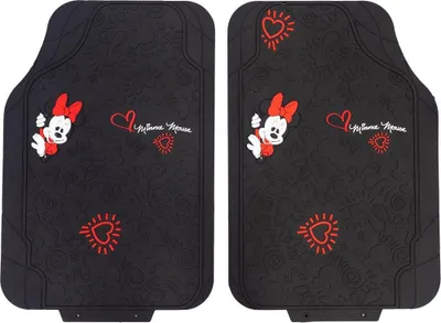 Produktbild von Tataway 2 Minnie Mouse Autofußmatten, PVC, Universal, 44 x 65 cm, Schwarz und Rot