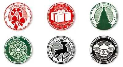 6er-Set Untersetzer Keramik/Kork, Weihnachtsmotive, Ø 10,5 cm