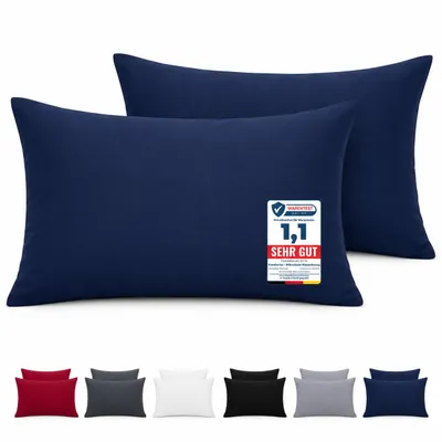 Produktbild von Komfortec Premium Kissenbezug 50x70 cm – 2er Set – Kissenhülle mit Reißverschluss – 100 % gebürstete Mikrofaser– Superweich – Blau Kopfkissenbezug, KI-generiertes Bild