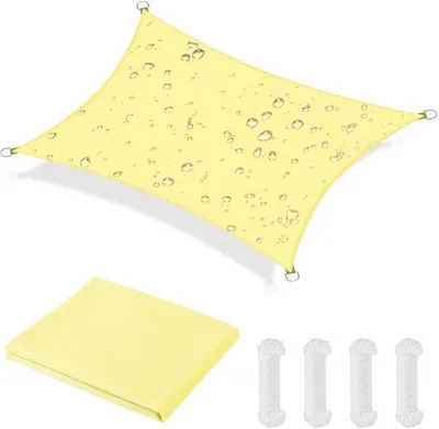 Productafbeelding van Rechthoekig Zonnezeil 3 x 4 m - Waterdicht UV-beschermend Zonnescherm voor Tuin, Terras, Balkon, Zwembad - Beige Schaduwdoek en Zonwerin