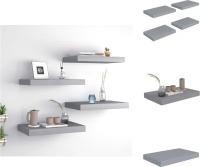 Immagine prodotto di vidaXL Mensole da parete galleggianti 4 pz. MDF grigio 40x23x3,8cm - Mensole da parete