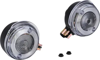 Produktbild von Set: 2 Blinker vorn, rund in Schwarz mit weißem Glas - Simson S50, S51, S70, SR50, SR80, MZ ETZ, TS