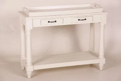 Produktbild von Casa Padrino Landhaus Stil Konsolen Tisch mit abnehmbaren Tablett weiß - Shabby Chic Möbel