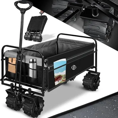 Produktbild von Faltbare Strandwagen - Vielseitiger Strandtransporter - Faltbare Rädern - Mehrfach einstellbar - Strandkar
