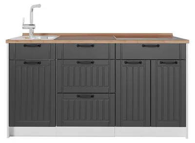 Produktbild von Küchenblock Vicco Fame-Line Dunkelgrau/Weiß 150 cm, AP Eiche, Model 65322