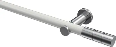 Produktbild von Interdeco Gardinenstange / Vorhangstange Weiß / Chrom, Typ Platon Elanto (Rillenzylinder) ohne Ringe, 20 mm Ø 1-läufig, 180 cm
