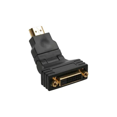 Produktbild von InLine HDMI-DVI Adapter, 19pol Stecker auf 24+1 Buchse, mit 180° Winkel, DVI-D female, DVI-D, Schwarz