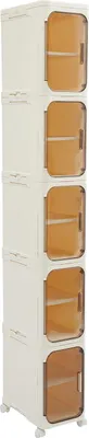 Immagine prodotto di Scaffale da bagno a 5 ripiani - Carrello con ripiani - Carrello portaoggetti indipendente - Per bagno, cucina e ripostiglio - Bianco crema