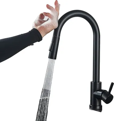 Produktbild von Küchenarmatur, Touch-Steuerung, ausziehbare Sprühdüse, Sensor matt schwarz