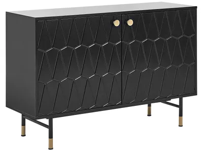 Produktbild von BELIANI Sideboard Schwarz MDF Spanplatte 120 x 82 x 40 cm mit Goldenen Beinen Elegant Modern Kommode für Wohnzimmer Schlafzimmer Flur