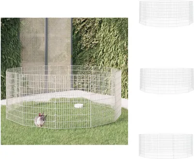 Immagine prodotto di vidaXL Gabbia per conigli 12 pannelli 54x80 cm in ferro zincato - Habitat e recinti per piccoli animali
