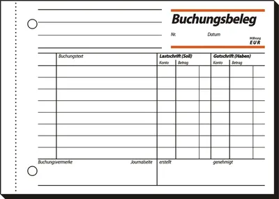 Produktbild von Formularbuch Buchungsbeleg A6 weiß VE=10x50 Blatt