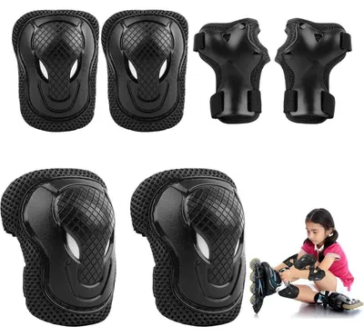 Produktbild von 6-in-1 Kinder Schoner Set mit Knie-, Ellenbogen- und Handgelenkschützern für Skateboard, Inlineskates, Fahrrad