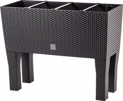 Obrázok produktu pre KADAX kvetináč na nožičkách "Trikala", z plastu, kvetináč s motívom ratanu, kvetináč, 80 cm, tmavohnedý
