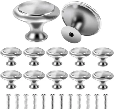 Image de Bouton de meuble de 27 mm, lot de 12, couleur argent, en acier inoxydable, pour armoire de cuisine