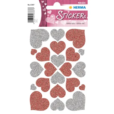 Produktbild von Magické srdcia strieborná a červená nálepka