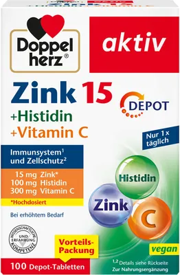 Produktbild von Doppelherz Zink 15mg + Histidin Depot, 100 St TAB