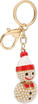 Produktbild von Niedliche Cartoon Imitation Perle Schneemann Schlüsselanhänger Weihnachten Handwerk Schlüsselanhänger Tasche Dekoration