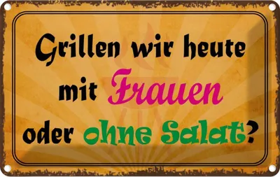 Produktbild von vianmo Blechschild 12x18 cm Grillen heute mit Frauen oder Essen Trinken