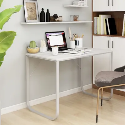 Image de The Living Store Table d'ordinateur blanc 110x60x73 cm bois composite
