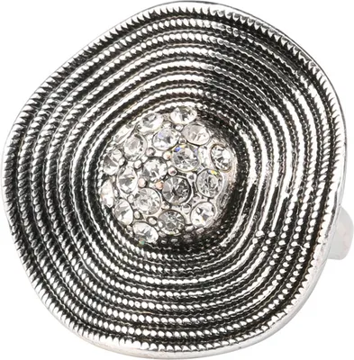 Produktbild von Boho Vintage Damen glänzender Strass Hochzeit Party Cocktail Ring Schmuck Geschenk-Silber + Weiß,US 10