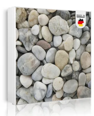 Zdjęcie produktu dla Metalowa szafka na klucze banjado, wymiary 30 x 30 cm, z 32 haczykami, z możliwością wykorzystania jako tablica magnetyczna, korpus czarny, zawiasy po prawej stronie, kamyki [SKGW2 10169]
