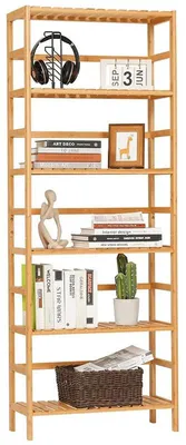 Immagine prodotto di Scaffale in bambù con 6 ripiani regolabili, 60 x 26 x 162 cm, bambù