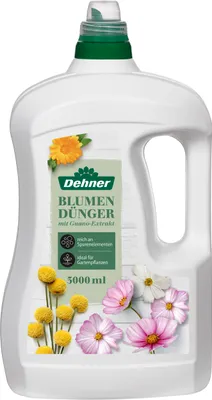 Produktbild von Dehner Blumendünger mit Guanoextrakt, hochwertiger Flüssigdünger, Dünger für Gartenpflanzen / Zimmerpflanzen, organisch mineralischer NPK-Dünger, mit Spurennährstoffen, 3 l, für ca. 450 l