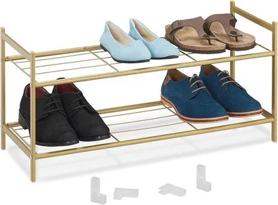 Produktbild von Metallregal 2 Etagen Stapelbar Erweiterbar Schuhregal für 6 Paar