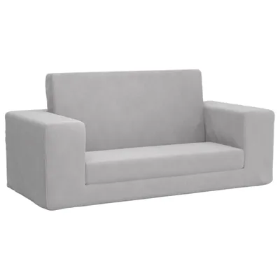 Image de vidaXL Canapé-lit pour enfants 2 places Gris clair Peluche douce