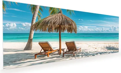 Produktbild von Küchenrückwand Spritzschutz Glas mit Motiv Strandparadies 40 x 40 cm