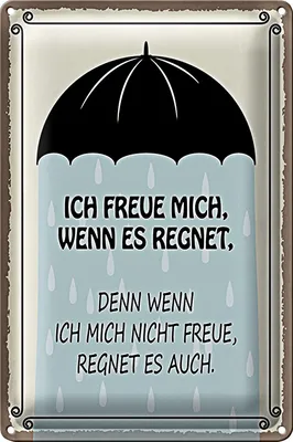Produktbild von Blechschild Spruch 20x30cm ich freue mich wenn es regnet