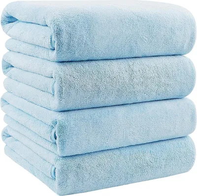 Immagine prodotto di Set di asciugamani da bagno 4 pezzi 68x137 cm Blu Microfibra Asciugamani Sport Yoga SPA Fitness