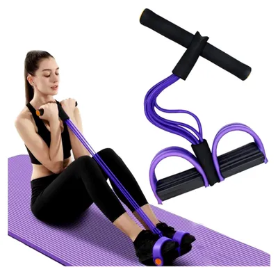 Produktbild von Bauchtrainer für das Heimtraining, Fitnessband für Sit-Ups, Multifunktionales Widerstandsband mit 6 elastischen Tubes
