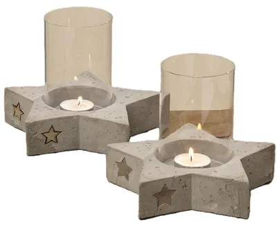 Produktbild von Windlicht Stern aus Beton und Glassäule Ø 18 cm Stückpreis