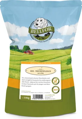 Produktbild von Bellfor Gesunder Hundesnack Reh Trockenfleisch - 100 g