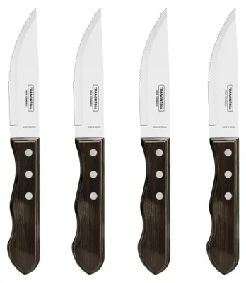 Steakmesser-Set 4-teilig, 12,5 cm, Holzgriff, rostfrei