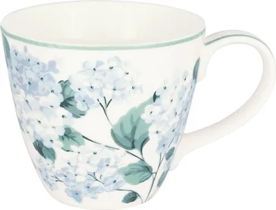 Produktbild von Greengate Becher LILIANA Weiß mit Blumen Porzellan Tasse