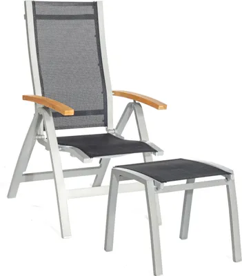 Produktbild von Sonnenpartner Florida Klappsessel Klappstuhl mit Hocker Alu silber/Textilen schwarz