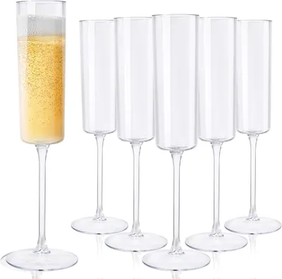 Immagine prodotto di Set di 6 bicchieri di plastica per spumante, ideali per matrimoni e feste