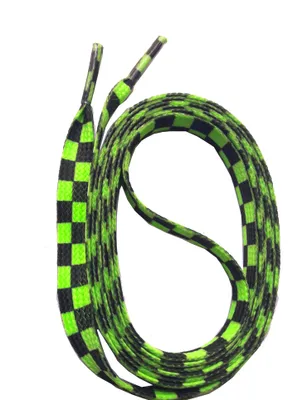 Produktbild von SNORS bedruckte Schnürsenkel flach - KARO NEONGRÜN - 10mm - 140cm