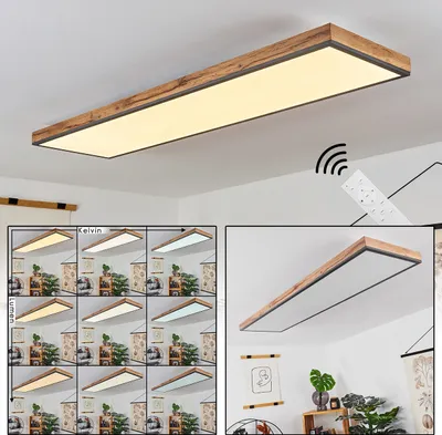 Produktbild von Vacil »Vacil« dimmbare Deckenlampe aus Metall, MDF, Schwarz/Weiß/Holzoptik
