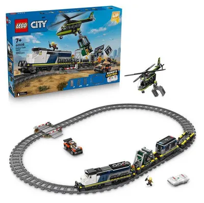 Produktbild von LEGO City 60508 Polizei Zug Überfall, Bauset mit Lokomotive, Helikopter, Rallye Auto und 6 Minifiguren