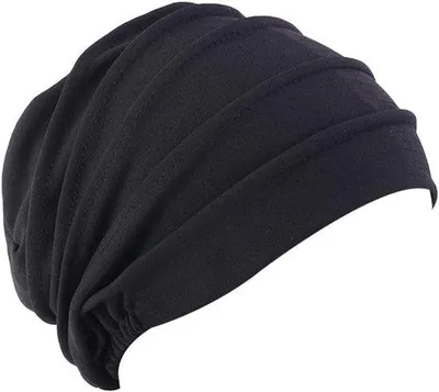 Zdjęcie produktu dla Czapka do chemioterapii - Miękki turban z bawełny - Idealna do spania - Czarna - Opaska na głowę dla kobiet - Nadaje się dla wszystkich grup wiekowych - ...