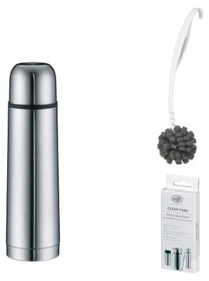 Image de alfi ISOTHERM ECO DV Trinkflasche stainless steel mat Edelstahl – Vorteilsset mit Reinigungsbürste CLEAN FIX 30 cm + CLEAN TABS (20 Stück) | HAN 5457205050 | EAN 4002458480928