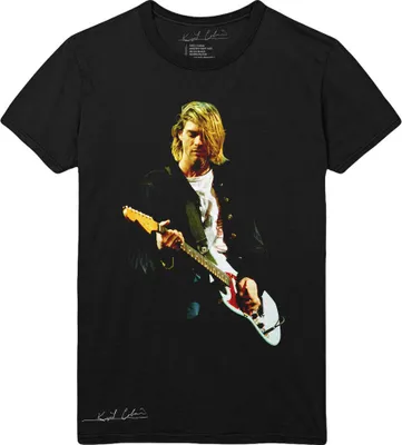 Produktbild von Kurt Cobain - Gitarre Foto Farbe Uni Kleines T-Shirt - Schwarz