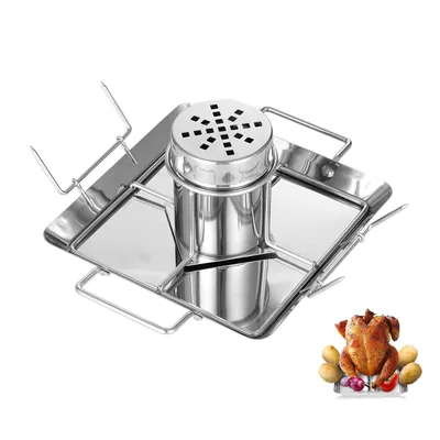 Produktbild von Hähnchenbräter aus Edelstahl,Bierdose für Hähnchengrill, Grillzubehör für Barbecue, für Outdoor-Grill, Backofen, mit 4 Gemüsespießen